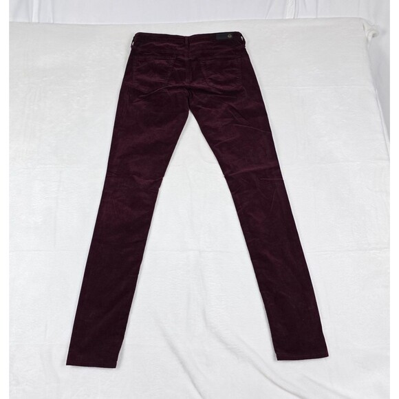 AG Adriano Goldschmied Women’s Burgundy Corduroy Super Skinny Jeans Sizez 27 - Picture 2 of 14
